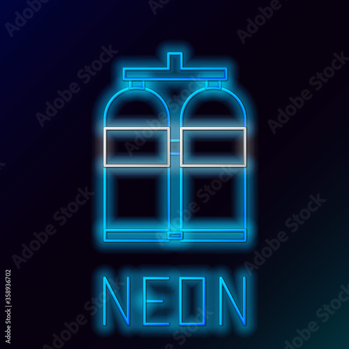 Glowing neon line Aqualung icon isolated on black background. Oxygen tank for diver. Diving equipment. Extreme sport. Diving underwater equipment. Colorful outline concept. Vector.