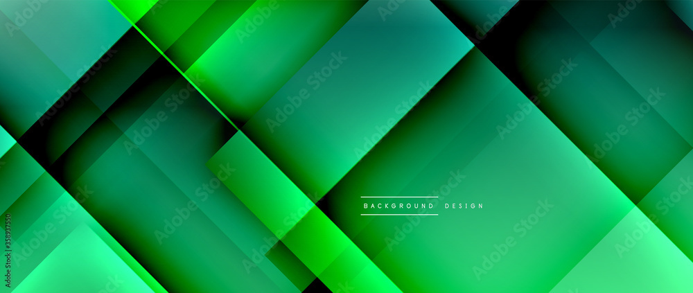 Fototapeta premium Square shapes composition, fluid gradient geometric abstract background. 3D shadow effects, modern design template