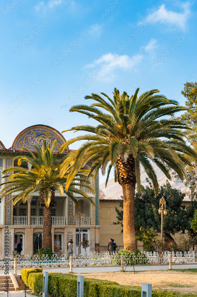 It's Qavam House and nature of the Eram Garden, historic Persian garden in Shiraz, Iran. UNESCO World heritage site