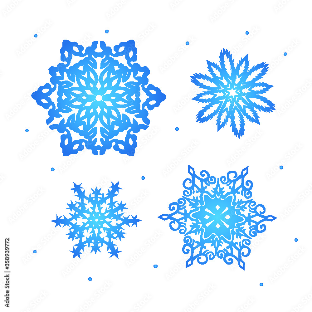 Fototapeta Christmas set of vector snowflakes