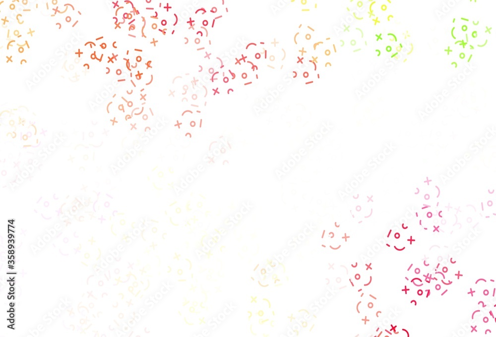 Light Pink, Yellow vector background with arithmetic signs.
