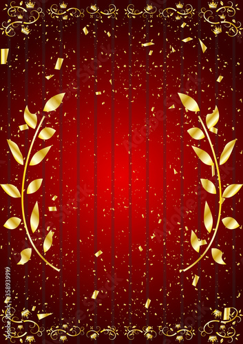 月桂樹　クラウンフレーム　紙吹雪　ストライプ背景