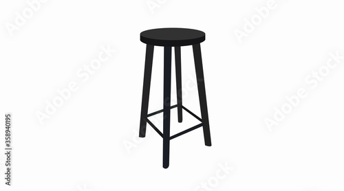 Vector Isolated Illustration of a Black Wooden Stool