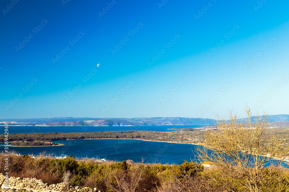 The gulf of Krk with Cres island in the background The gulf of Krk with Cres island in the background