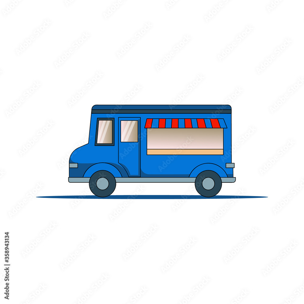 Blue food truck illustration vector design isolated on white background