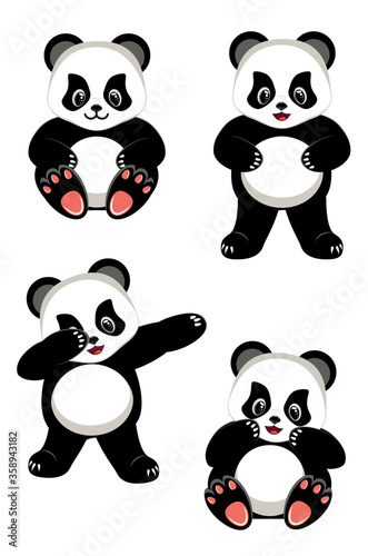 Cartoon panda set