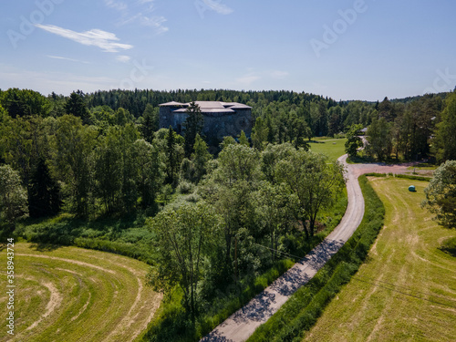 Aerial view to Raseborg Castle (Finnish: Raaseporin linna, Swedish: Raseborgs slott), a medieval castle in Finland, build in 14th century. photo