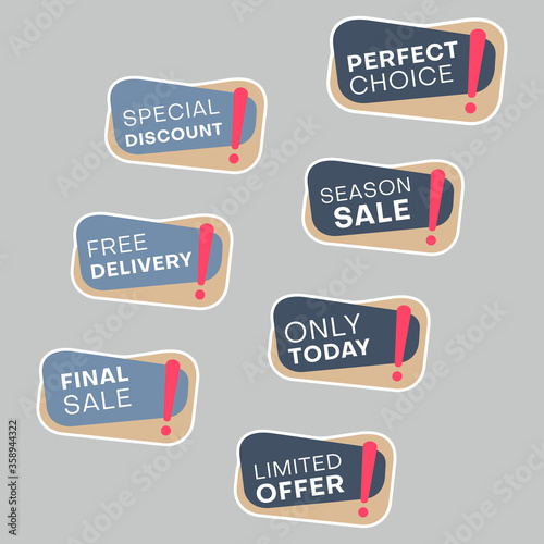 Set of sale stickers. Colorful abstract design.