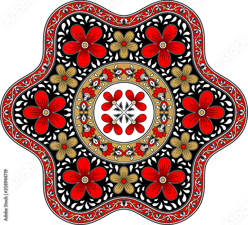 colorful ornamental seamless flower round design