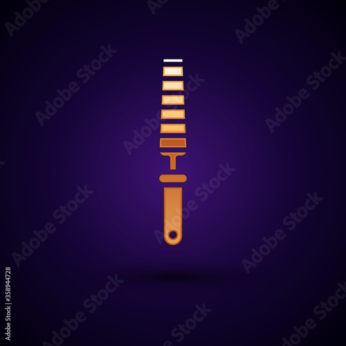 Gold Chisel tool for wood icon isolated on black background. Vector Illustration.