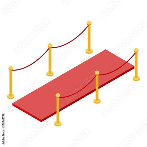 Vip red carpet barrier icon. Isometric of vip red carpet barrier vector icon for web design isolated on white background