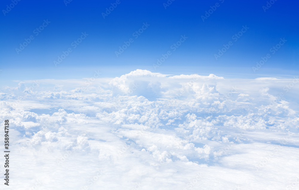 White cumulus clouds clear blue sky background, aerial beauty cloudscape panoramic view from above, high azure skies panorama, fluffy cloud backdrop, sunny heaven, cloudy flight landscape, copy space White cumulus clouds clear blue sky background, aerial beauty cloudscape panoramic view from above, high azure skies panorama, fluffy cloud backdrop, sunny heaven, cloudy flight landscape, copy space