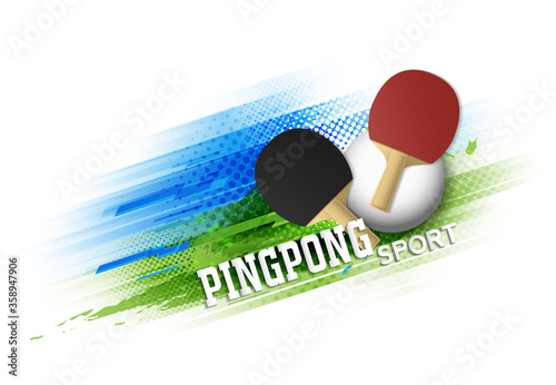 Ping-pong competition tournament template poster or banner vector design.