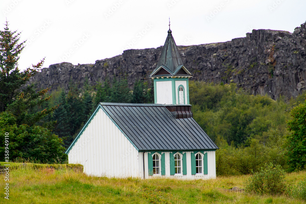 Church in Thingvellir, a national park founded in 1930. World Heritage Site