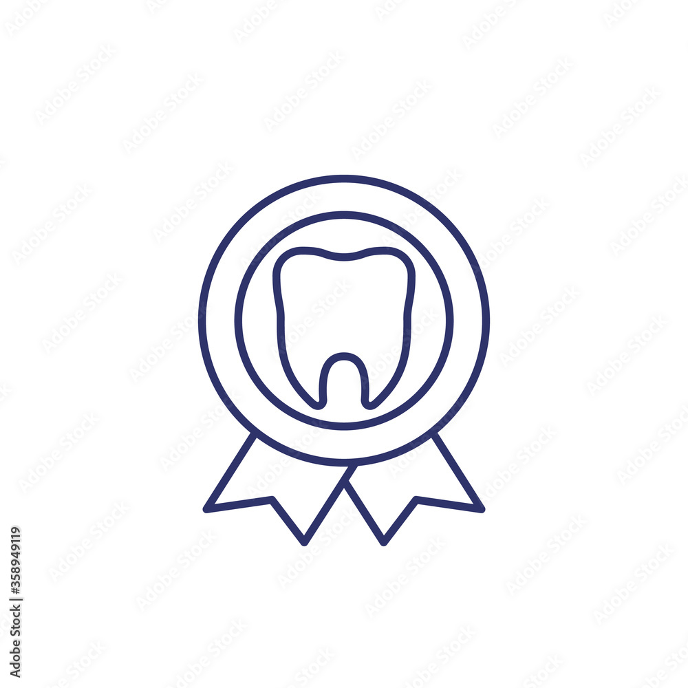 dental certificate icon, line vector badge dental certificate icon, line vector badge