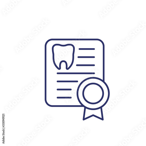 dental certificate icon, line vector