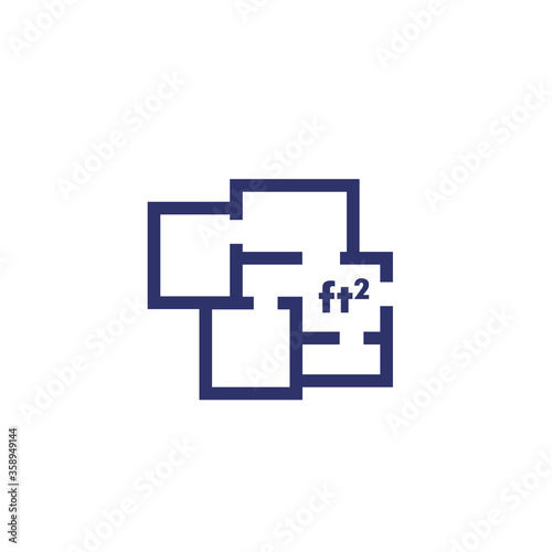 Home plan, apartment, room layout icon on white