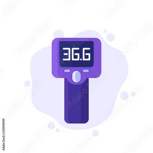 infrared thermometer gun, temperature check vector icon