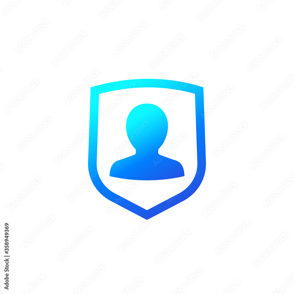 user privacy, security icon on white user privacy, security icon on white