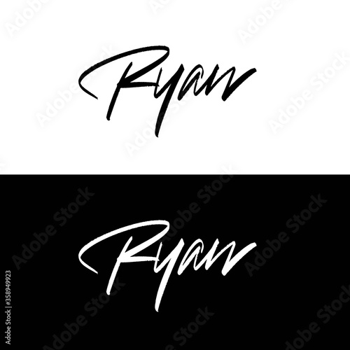 "Ryan" hand-written calligraphic inscription in a vector .eps format (10 version) with editable colours and size. Perfect for using as a tattoo, card, signs (ID: 358949923)