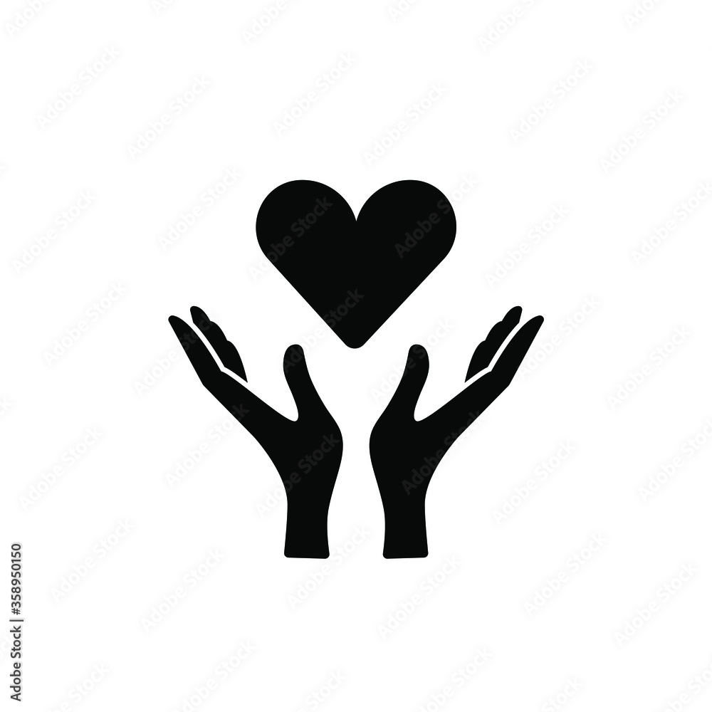 Hands holding a heart. Vector icon, black silhouette isolated on white background. Flat design, eps 10. Concept: take care, take care of health, feelings, love, self-cheering, donation, volunteers. Hands holding a heart. Vector icon, black silhouette isolated on white background. Flat design, eps 10. Concept: take care, take care of health, feelings, love, self-cheering, donation, volunteers.
