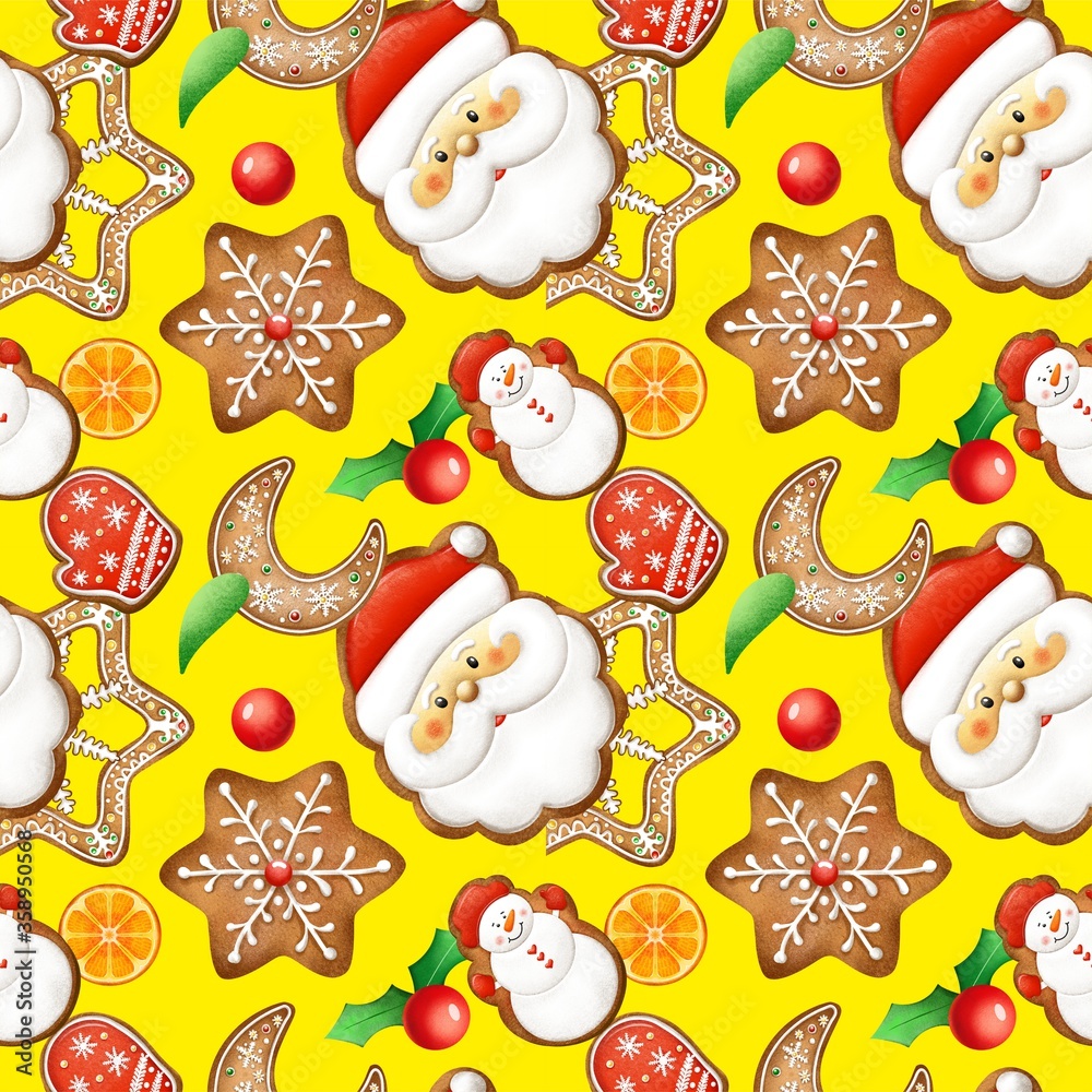 Fototapeta premium Christmas seamless print. Patterns for packaging, fabrics and patterns. Qualitative illustrations for your creativity.