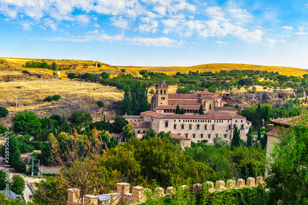 It's Monastery of Saint Mary of Parral (Monasterio de Santa María del Parral), a Roman Catholic monastery of the Order of Saint Jerome just outside the walls of Segovia, Spain