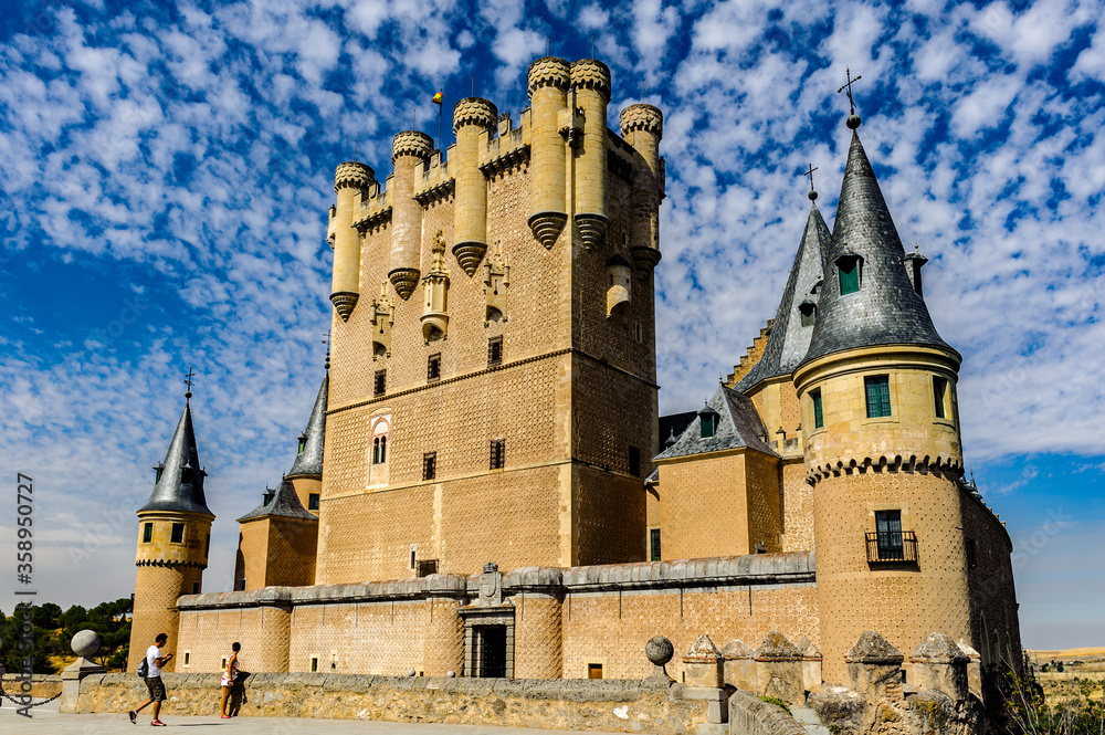 Fototapeta premium It's Alcazar of Segovia (Segovia Castle), a stone fortification, located in the old city of Segovia, Spain.