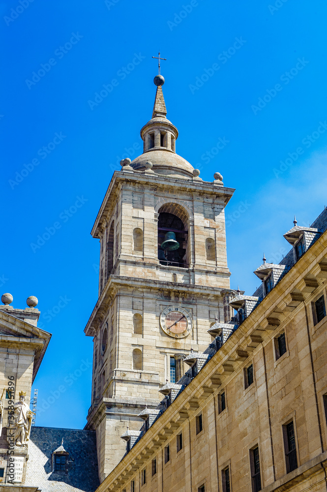 It's Bell tower of the Royal Seat of San Lorenzo de El Escorial, Spain. UNESCO world heritage
