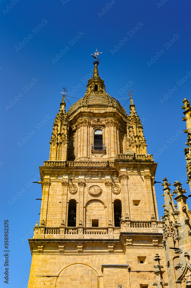 Obraz premium It's One of the towers of the New Cathedral of Salamanca, Spain, UNESCO World heritage