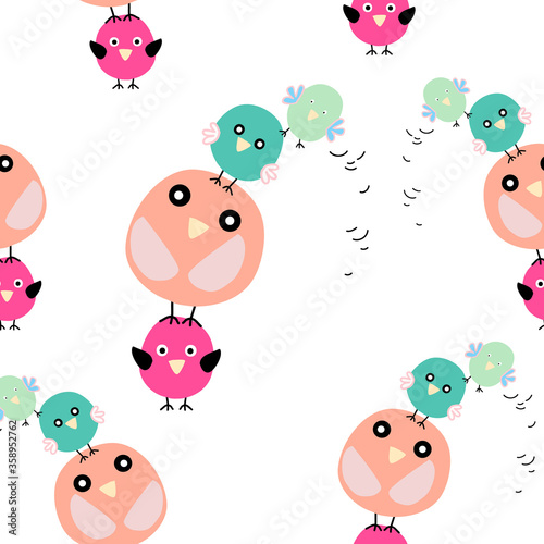 seamless  of funny cartoon birds pattern background vector eps.10