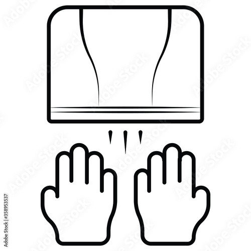 Hand dryer outline icon, bathroom equipment illustration.