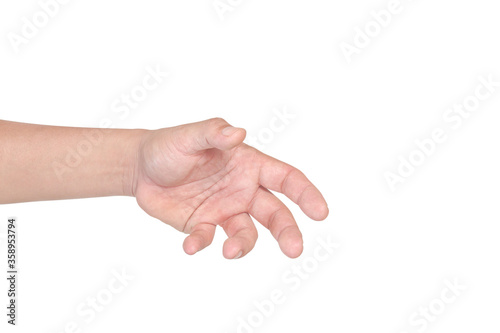 Adult man hand isolated on white with clipping path
