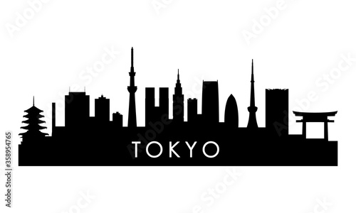Tokyo skyline silhouette. Black Tokyo city design isolated on white background.