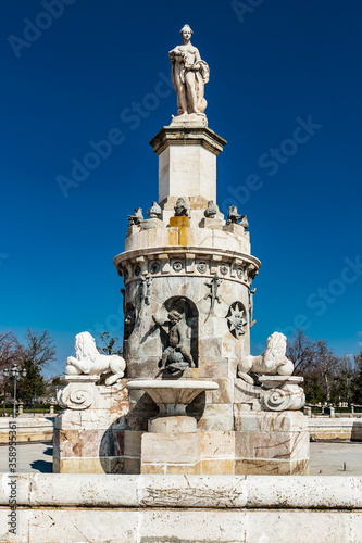 It's Beautiful fountain near the Royal Palace of Aranjuez, Spain. UNESCO World Heritage site