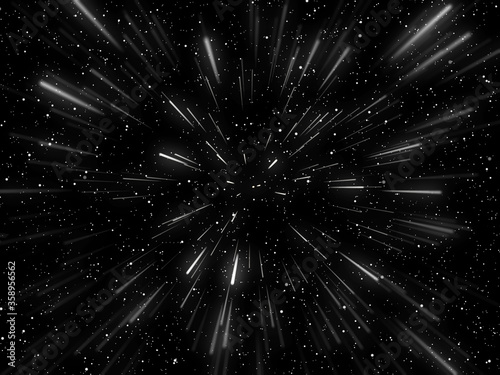 3D hyperspace background with warp tunnel effect photo