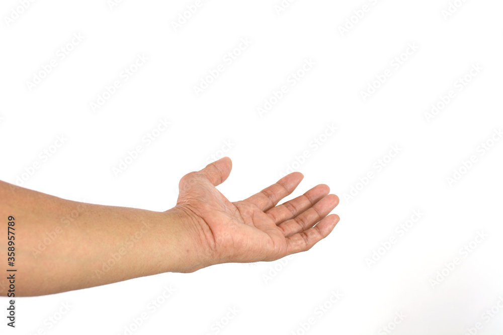 Empty hand holding isolated on the white background.