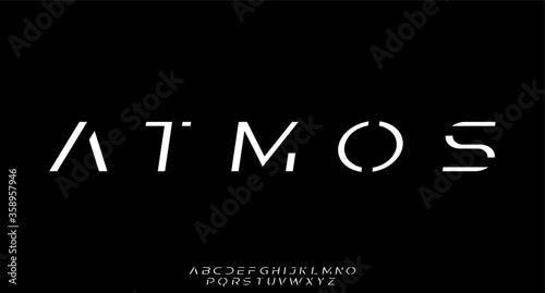 ATMOS, FUTURISTIC MODERN FUTURISTIC FONT ALPHABET VECTOR SET