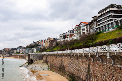 It's San Sebastian city in the Bosque country, La Concha Bay of the Cantabrian Sea