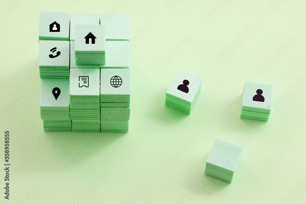 Wooden cube for business icon and wood cube pattern background, business idea concept Wooden cube for business icon and wood cube pattern background, business idea concept