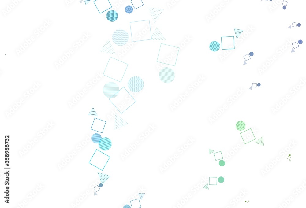 Obraz premium Light Blue, Green vector template with crystals, circles, squares.