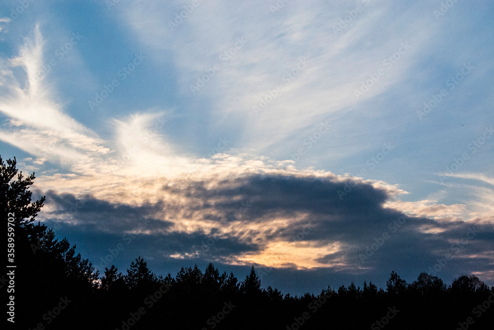 Cloudy vivid sunset / sunrise sky on the spring / summer day / evening / morning. 