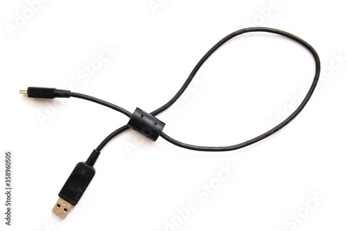 black USB cable isolated