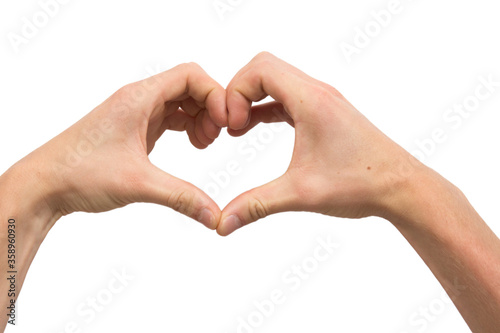 Two hands making heart from fingers