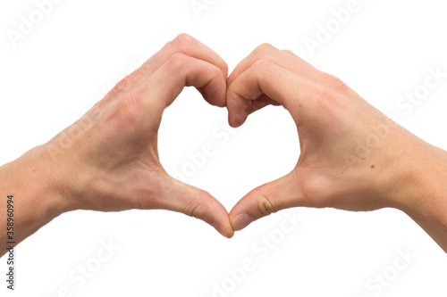Two hands making heart from fingers