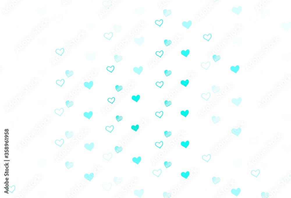 Light Green vector background with hearts.