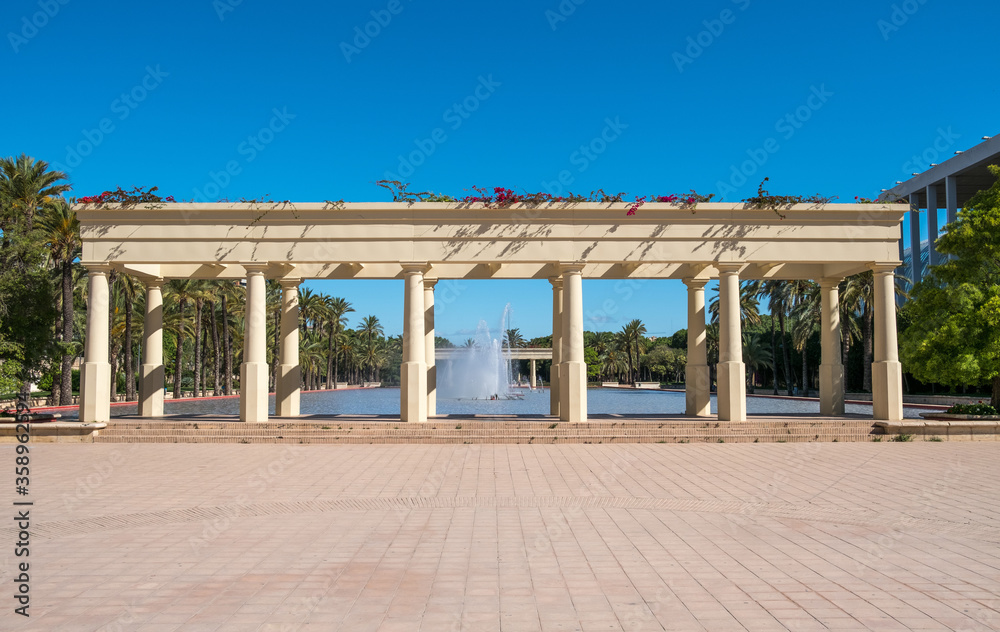 modern architecture in Valencia Garden in the old dry riverbed of the Turia river park landscape leisure and sport area modern architecture in Valencia Garden in the old dry riverbed of the Turia river park landscape leisure and sport area