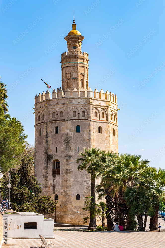 It's Torre de Oro (Golden Tower), a dodecagonal military watchtower in Seville, Spain
