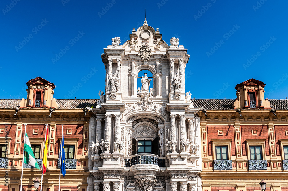 It's San Telmo Palace, Seville, Spain. Seat of the presidency of the Andalusian Autonomous Government.