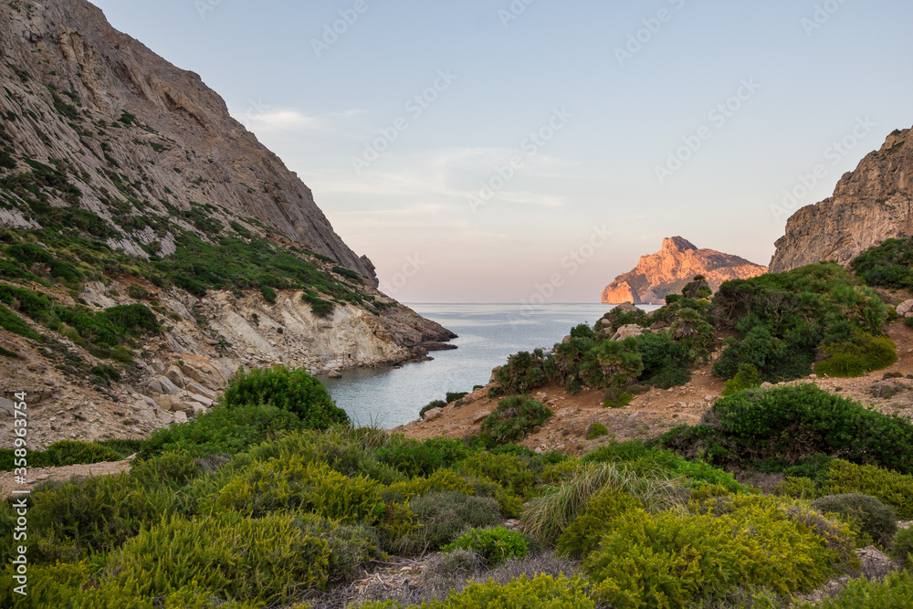 Cap de formentor seen from Cala Bóquer beach, Mallorca island, Spain